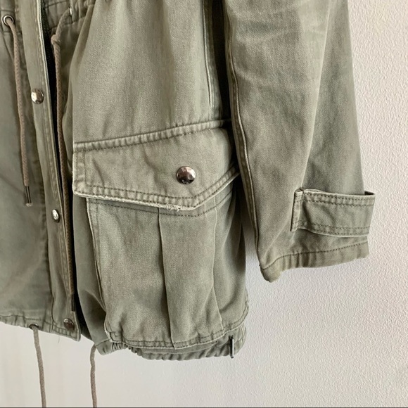 Triple 5 SOUL Y2K long green cargo zip military utility aztec boho 100% cotton - Picture 7 of 16